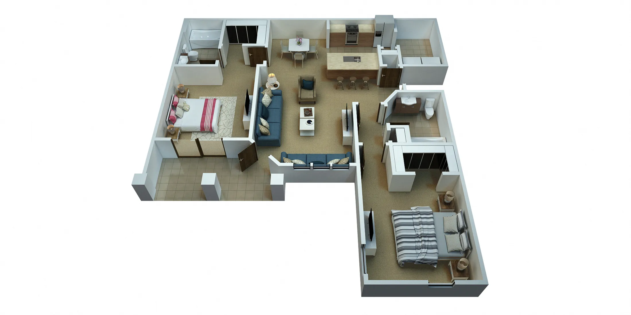 St. Thomas floor plan at Ridgepointe: 2 bedrooms, 2 baths, 1134-1144 sq ft