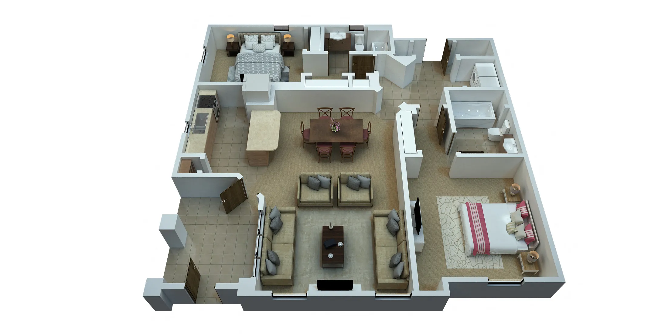 Magnolia floor plan at Ridgepointe: 2 bedrooms, 2 baths, 1232-1235 sq ft
