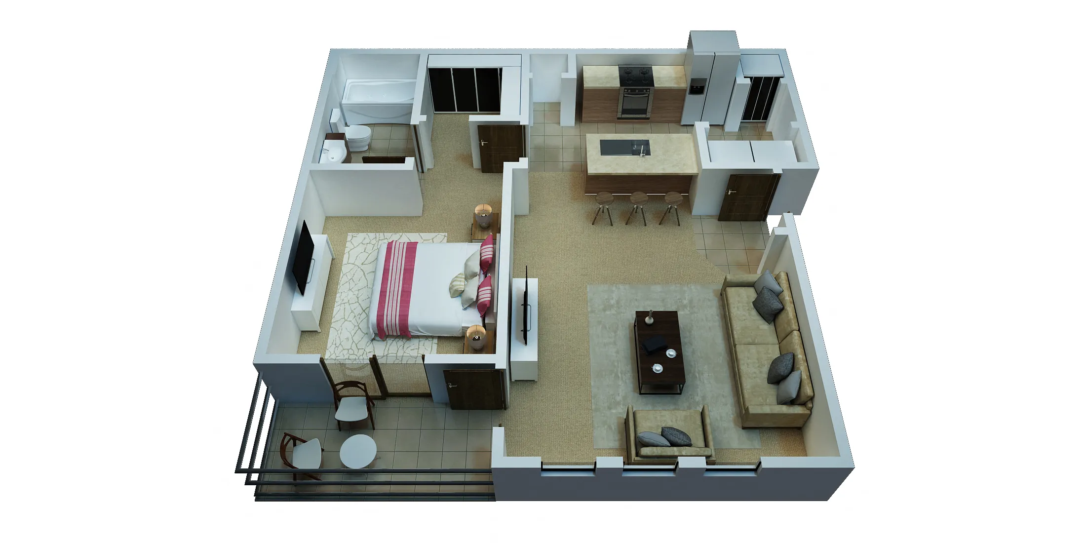 Crepe Myrtle floor plan at Ridgepointe: 1 bedroom, 1 bath, 759-768 sq ft